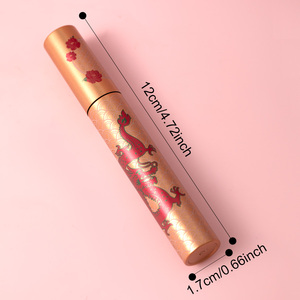 Tubo vacío de máscara con diseño de dragón dorado con tapón de rosca y cepillo Tubo de pegamento para cejas Etiqueta personalizada Contenedor de máscara - Product Image 2