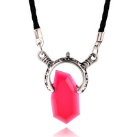 Collier classique simple avec pendentif en cristal bleu et rouge, chaîne de pull, collier de couple, accessoire hip hop, cadeau