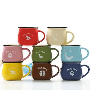 Caneca de Cerâmica Estilo Retrô Esmaltada 400ml 250ml 175ml, Caneca de Café de Porcelana com Bichinhos Fofos 14oz 10oz 6oz, Caneca Bojuda para Crianças - Product Image 1