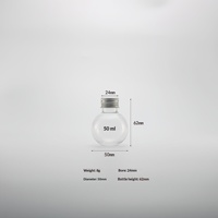 Bouteille ronde en plastique PET transparente de 50 ml, 100 ml, 200 ml, 280 ml avec bouchon doré, couvercle argenté, forme de bulbe, bouteille de décoration de Noël
