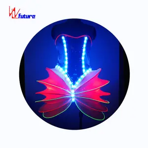 Vestido de dança fotoelétrico para performance de festa, saia curta de fibra óptica LED luminosa fofa Teletubbies