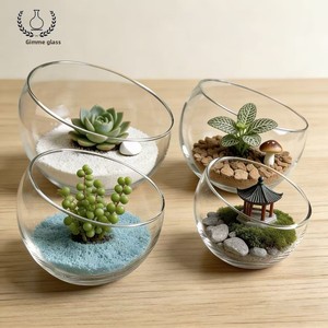 DF Transparent Beveled Glass Slant Mouth <b>Fish</b> for <b>Vase</b> Office Desktop Decoration Moss Landscaping Ecological Micro Landscape - Product Image 2