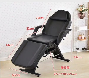 Sillón de Masaje de Belleza Plegable de PU Negro y Blanco con Patas Ajustables, Silla de Barbero para Tatuajes, Terapia Facial y Pestañas, Económico - Product Image 6