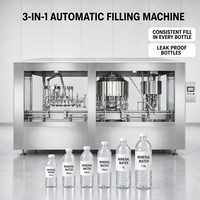 Machine de rinçage, remplissage et bouchage automatique pour bouteilles en PET et en verre d'eau potable pure minérale, durable et à faible entretien