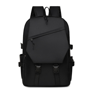 <b>Large</b> <b>Capacity</b> <b>Backpack</b> For Men Laptop Compartment Business Travel Gray And Black Solid Color Shoulder Straps - Product Image 5