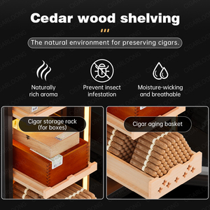 Cigarloong Small Electronic Cigar Cooler 50-200 Cigars Capacity Quiet Energy-saving Spanish Cedar Shelf for Home 25c2/35c <b>Mini</b> - Product Image 5