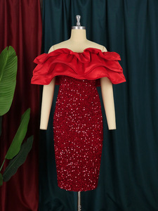 Nouveau automne une épaule moulante élégante robe à paillettes paillettes robes de <span class=keywords><strong>soir</strong></span>ée <span class=keywords><strong>pour</strong></span> les femmes - Product Image 2