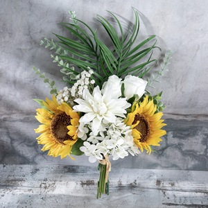 ช่อดอกทานตะวัน CallaFloral แบบถือได้ ดอกไม้ประดิษฐ์สีเหลือง สำหรับตกแต่งงานแต่งงาน สไตล์ INS ของขวัญงานฝีมือ - Product Image 1