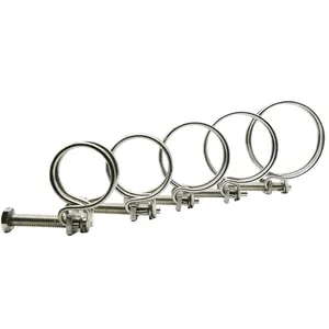 China Factory 304 Stainless Steel Strong Throat Hoop Double Wire Hose Clamps