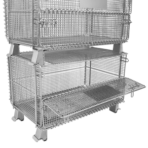 Bangjun dây kim loại lưu trữ container lưu trữ lồng Pallet gấp dây lưới container ráp kho lồng - Product Image 1