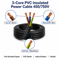 3-adriges PVC-isoliertes, ummanteltes, flexibles Kupfer-Stromkabel 1,5mm 2,5mm 4mm 450/750V 3C L N E für Innen- und Außenbereich