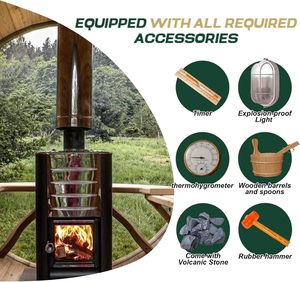 Smartmak 6-8 Người Canada Gỗ Tuyết Tùng Đỏ Vườn Ngoài Trời Truyền Thống Gỗ Toàn Cảnh Thùng Hơi Nước Phòng Tắm Hơi Với Hiên - Product Image 4