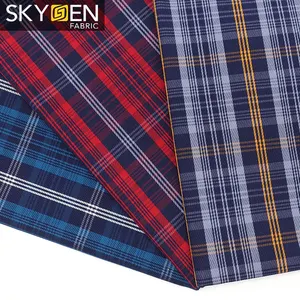 Skygen 100 코튼 짠 도매 셔츠 패브릭 남성 격자 무늬 새로운 타탄 코튼 원사 염색 격자 무늬 직물