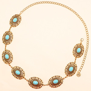 Chaîne de taille pour femme, style bohème western, motif floral turquoise, en métal, pour usage quotidien, en alliage de zinc, taille unique - Product Image 6