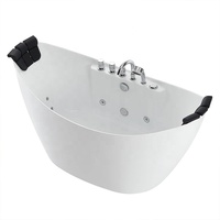 Baignoire Whirlpool SPA Air Massage Trempage Baignoire Acrylique Solide Surface Ovale pour Salle de Bain 2 Personnes Blanc