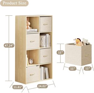 Étagère cube en bois massif pour livres avec cadre et bac, étagère verticale ou horizontale, pour <span class=keywords><strong>chambre</strong></span>, salon, bureau, étagères ouvertes - Product Image 2