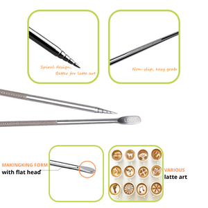 Jarra Espumadora de Leche Reutilizable de Acero Inoxidable 5oz/8oz/12oz/20oz/32oz/50oz para Café/Cappuccino Barista Vaporizador <span class=keywords><strong>Espiral</strong></span> Cabeza Plana - Product Image 3