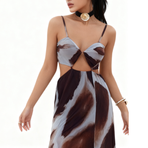 Women's Tie-Dye Sexy <b>Spaghetti</b> <b>Strap</b> Sleeveless Flowing Resort Dresses Fashion - Product Image 5