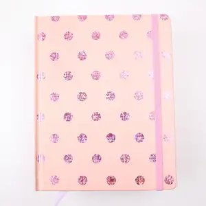 핫 세일 핑크 물방울 무늬 장식 가죽 방수 커버 귀여운 일기 소녀 노트북 저널 기록 책