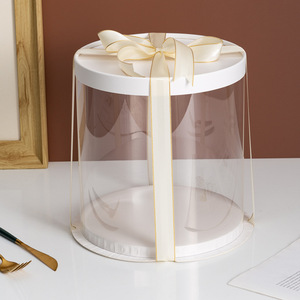 Caixas de Bolo Redondas Transparentes para Atacado, Embalagem de 4, 6, <span class=keywords><strong>8</strong></span>, 10, 12 Polegadas, Personalizadas, Altas e Transparentes com Laço de Fita para Aniversário, Casamento e Confeitaria - Product Image 6