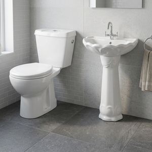 Wholesale Cheap Ceramic Sanitary Ware Two-Piece WC Toilet Dual-Flush Concealed Tank Pedestal Basin Set Gravity Flushing P-trap - Product Image 3