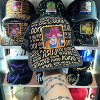 Gorra de Béisbol Dragon Ball Z Negra con Bordado de Graffiti Ajustable para Adolescentes y Adultos, Uso Casual al Aire Libre, Bordado Personalizado
