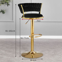 Tabourets de bar modernes en métal de luxe chaises hautes pivotantes dossier chaises de réception réglables en hauteur pour la maison salle à manger salon