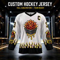 Maillot de hockey sur glace personnalisé sublimé, séchage rapide, respirant, en polyester, uniforme d'équipe avec nom et numéro pour hommes et jeunes, vente en gros