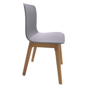 Ke Ming Modern <b>Plastic</b> <b>Chair</b> Grey With Wood Legs For <b>Dining</b> Room - Product Image 4