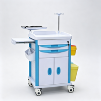Chariot médical de traitement hospitalier ABS avec verrouillage et compartiments de rangement