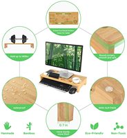 Large support de moniteur d'angle en bois de bambou naturel, organisateur de stockage pliable pour imprimante de bureau pour ordinateur portable