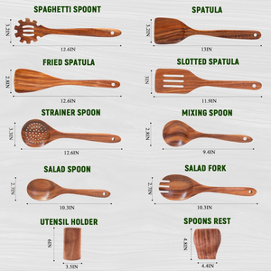 Juego de Utensilios de Cocina Portátiles y Duraderos de 10 Piezas, Hechos a Mano, de Madera de Teca Natural, Estilo Americano, con Herramientas de Cocina Antiadherentes - Product Image 2