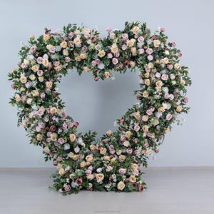 Arreglo Floral Artificial para Boda, Fondo de Rosas de Seda con Corazón Rojo para Decoración de Fiestas de Boda - Product Image 3