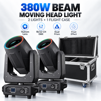 Projecteur Beam Moving Head 380W, lentille 152mm, 18/22 canaux DMX, double prisme, effet Frost, 2 projecteurs avec flight case