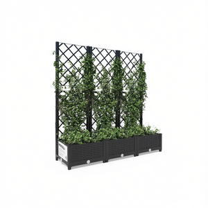 Jardinière noire en PP avec treillis 47,2x15,7x47,8 pouces, style moderne, pour usage extérieur en jardin - Product Image 1