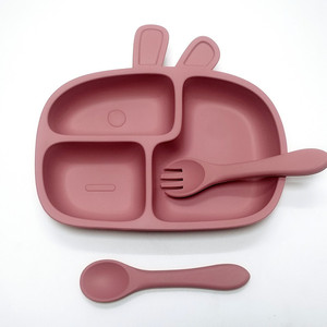 Children's Silicone <b>Large</b> Suction Cup Food <b>Tray</b> Pure Color Eco-friendly Silicone Tableware Baby Feeding Compartment <b>Tray</b> - Product Image 3