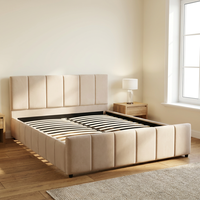 Lit rembourré crème minimaliste 2026 One Box Saver avec cadre en contreplaqué renforcé de 1,2 cm et en bois de lierre