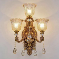 Lámpara de pared de cristal de lujo, lámpara de noche Retro europea para sala de estar, dormitorio, pared de fondo, pasillo, Villa, Hotel, iluminación