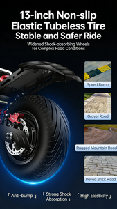 Monopattino Elettrico Pieghevole da 13 Pollici ad Alte Prestazioni per Adulti, Doppio Motore Brushless da 4200W, Batteria al Litio 72V 43Ah - Product Image 6