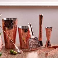 Nieuwe Collectie Etsen Bar Gereedschap Koper Cocktail Shaker Set Voor Barman