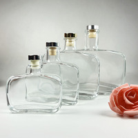 Ensemble de flacons carrés plats en verre transparent de 100 ml pour diffuseur de roseaux, huile essentielle et emballage de parfum d'intérieur