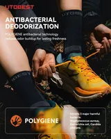 Chaussettes de course à compression UTOBEST A04, anti-humidité, amortissantes, respirantes, rembourrées, anti-ampoules, pour hommes, toutes saisons