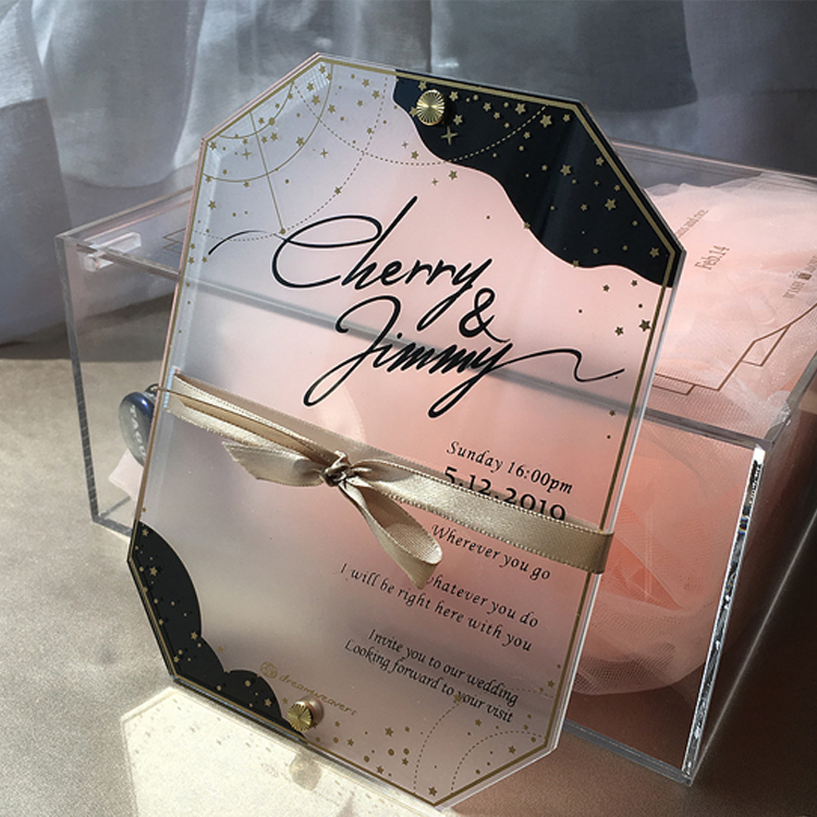 Индивидуальный Логотип Цвет Роскошные свадебные карты акриловые свадебные пригласительные карты для свадебной вечеринки
