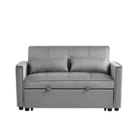 Canapé-lit convertible moderne en velours gris avec design pliable, dossier réglable, 3 options de longueur, portable pour salon