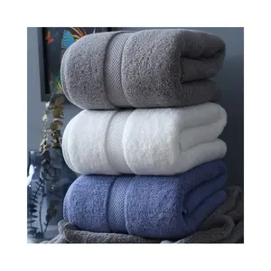 100% Custom Logo Embroidered Thick Bath Towel Set 600gsm Absorbent Hotel Spa Towels White Luxury for Home and Child Use