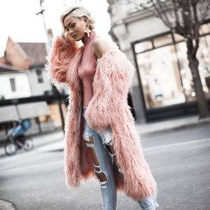 Manteau long en fausse fourrure pour femme, robe longue et moelleuse à col ouvert, élégante tenue de soirée et de club, vêtement d'extérieur chaud et long - Product Image 2