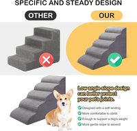 Hundetreppe für Bett und Couch Rutschfeste 5-Stufen-Haustiertreppe 61 cm Hoch Solides Muster Umweltfreundliche Schaumstoff-Hunderampe für Kleine Haustiere