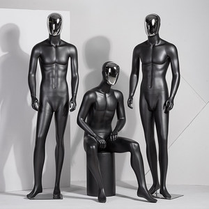 Mode bel homme taille costume d'affaires manteau fenêtre affichage corps complet noir mat mâle argent Chrome <span class=keywords><strong>visage</strong></span> <span class=keywords><strong>Mannequin</strong></span> à vendre - Product Image 2