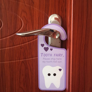 Ganci di porta di legno divertenti del fumetto dei segni di arresto di fata del dente per la stanza del bambino - Product Image 6