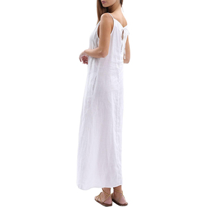 Abito lungo senza maniche <span class=keywords><strong>nero</strong></span> senza maniche Casual in <span class=keywords><strong>lino</strong></span> 100% da donna in estate - Product Image 6